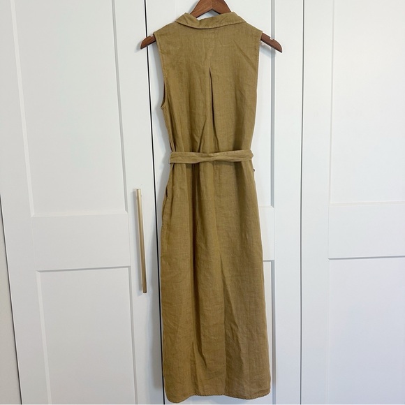 NWT! FAHERTY Women SMALL 100% Linen Sleeveless Laguna Dress Shirtdress Belted - Picture 7 of 9
